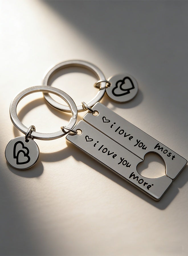 Couple Gifts Keychain for Husband Wife, I Love You Most I Love You More Matching Couple Keyring Set for Him and Her, Couple Lovers Gift Key Ring Valentine's Day Birthday Gifts for Boyfriend Girlfriend - Image 3